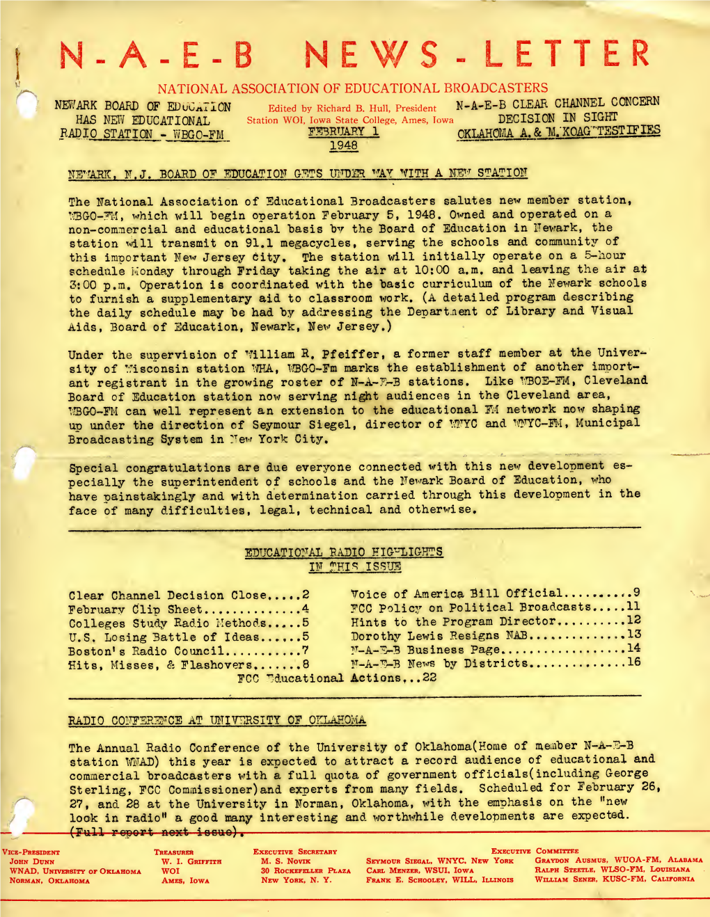 NAEB Newsletter (February 01, 1948)