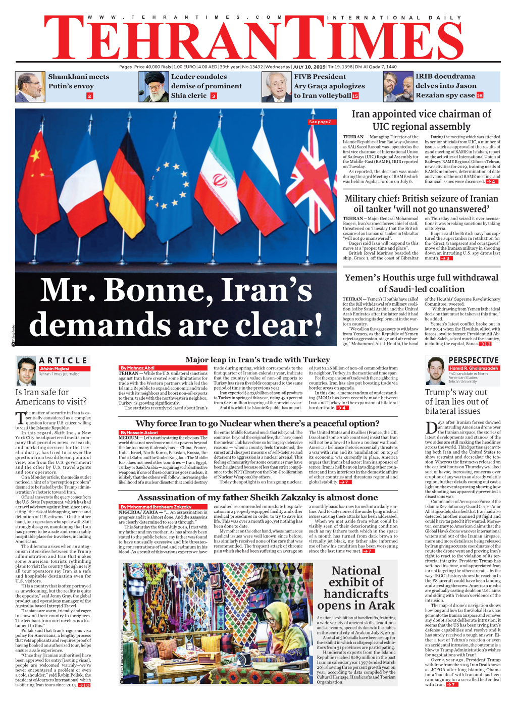 Mr. Bonne, Iran's Demands Are Clear!