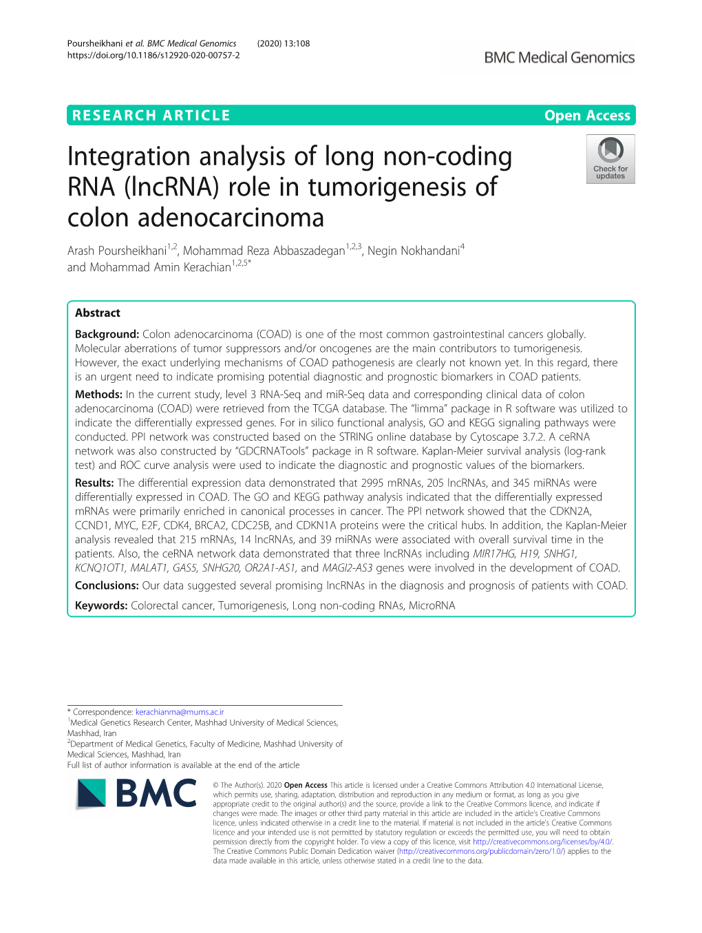 Integration Analysis of Long Non-Coding RNA (Lncrna)