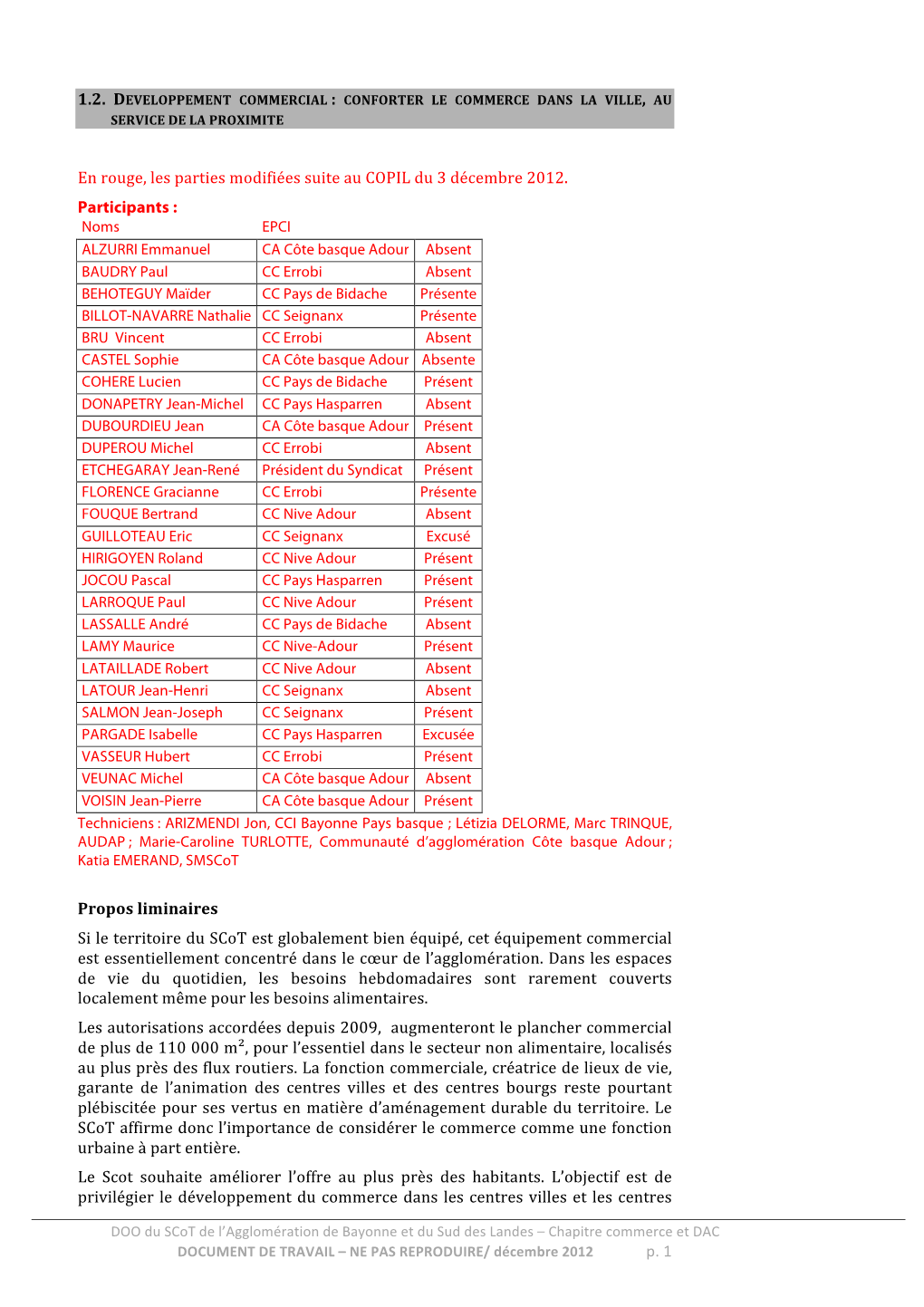En Rouge, Les Parties Modifiées Suite Au COPIL Du 3 Décembre 2012