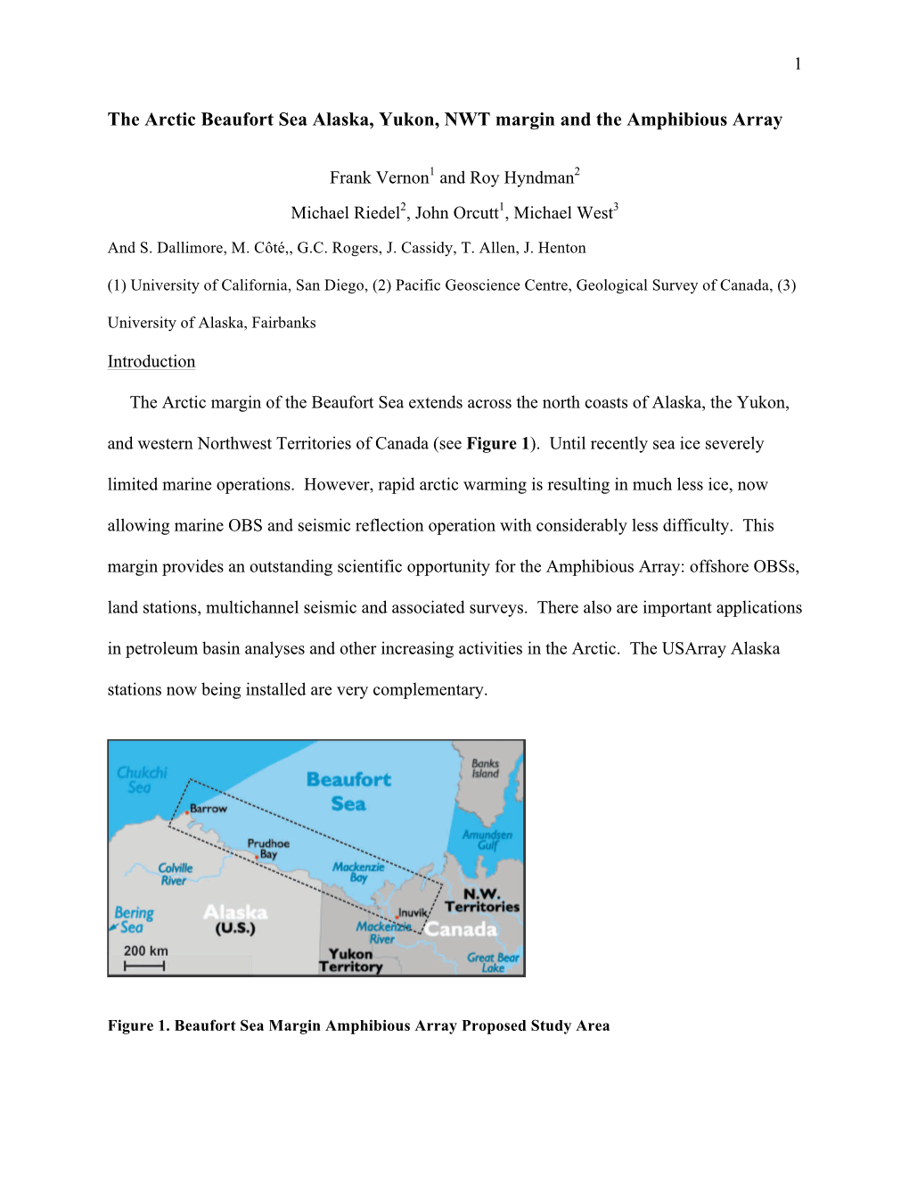 The Arctic Beaufort Sea Alaska, Yukon, NWT Margin and the Amphibious Array