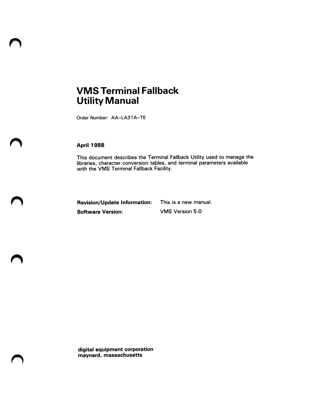 VMS Terminal Fallback Utility Manual