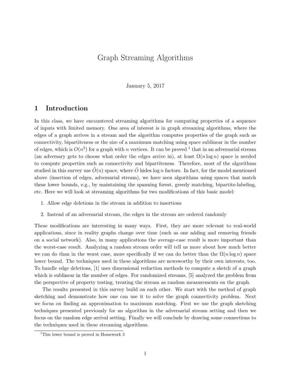 Graph Streaming Algorithms