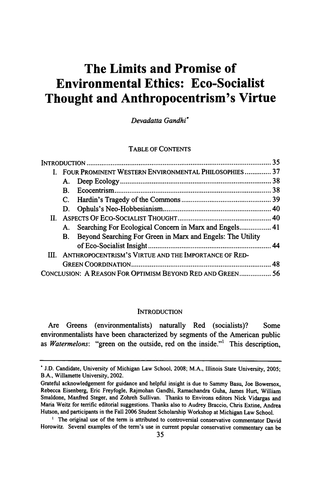 Limits and Promise of Environmental Ethics: Eco-Socialist Thought and Anthropocentrism's Virtue