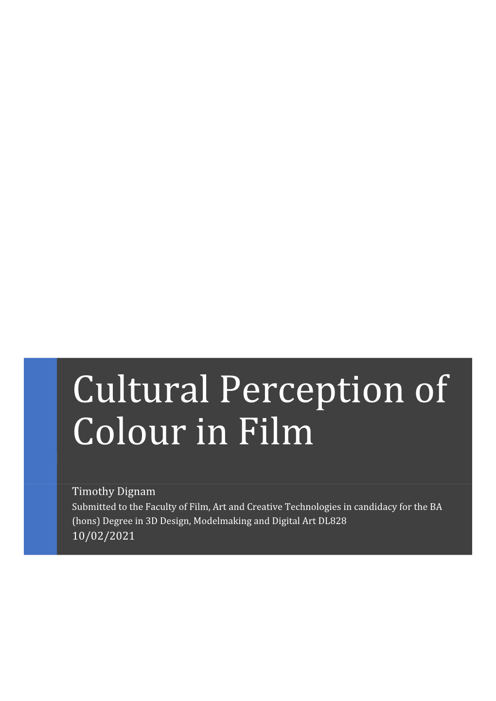 Cultural Perception of Colour in Film