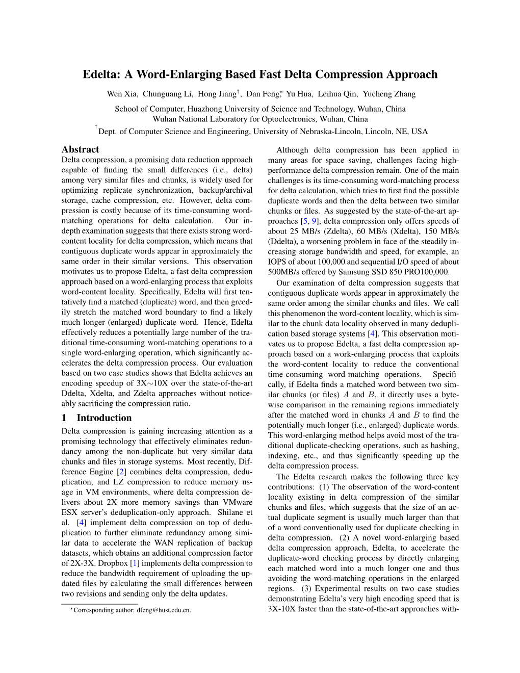 Edelta: a Word-Enlarging Based Fast Delta Compression Approach