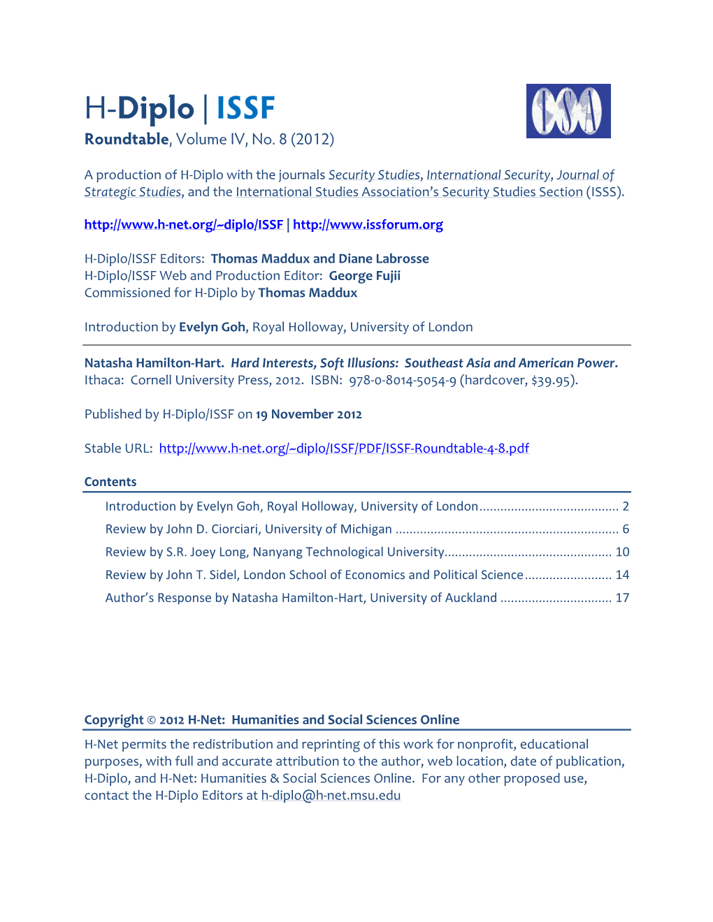 H-Diplo/ISSF Roundtable, Vol. 4, No. 8 (2012)