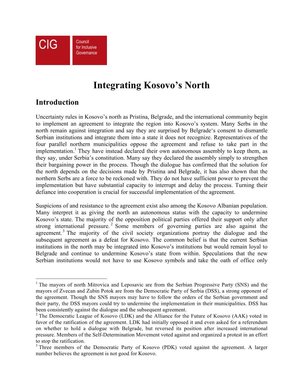Integrating Kosovo's North