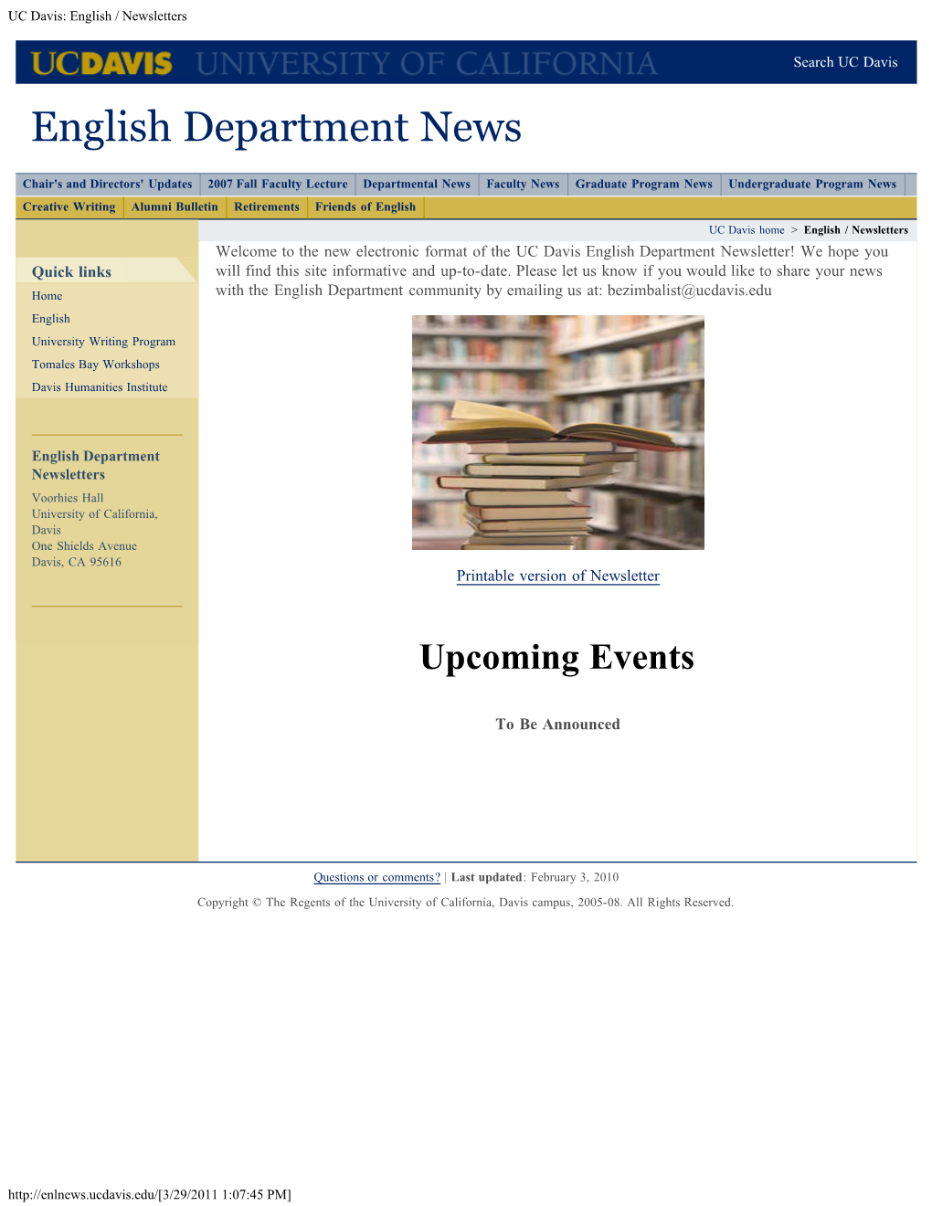 UC Davis: English / Newsletters
