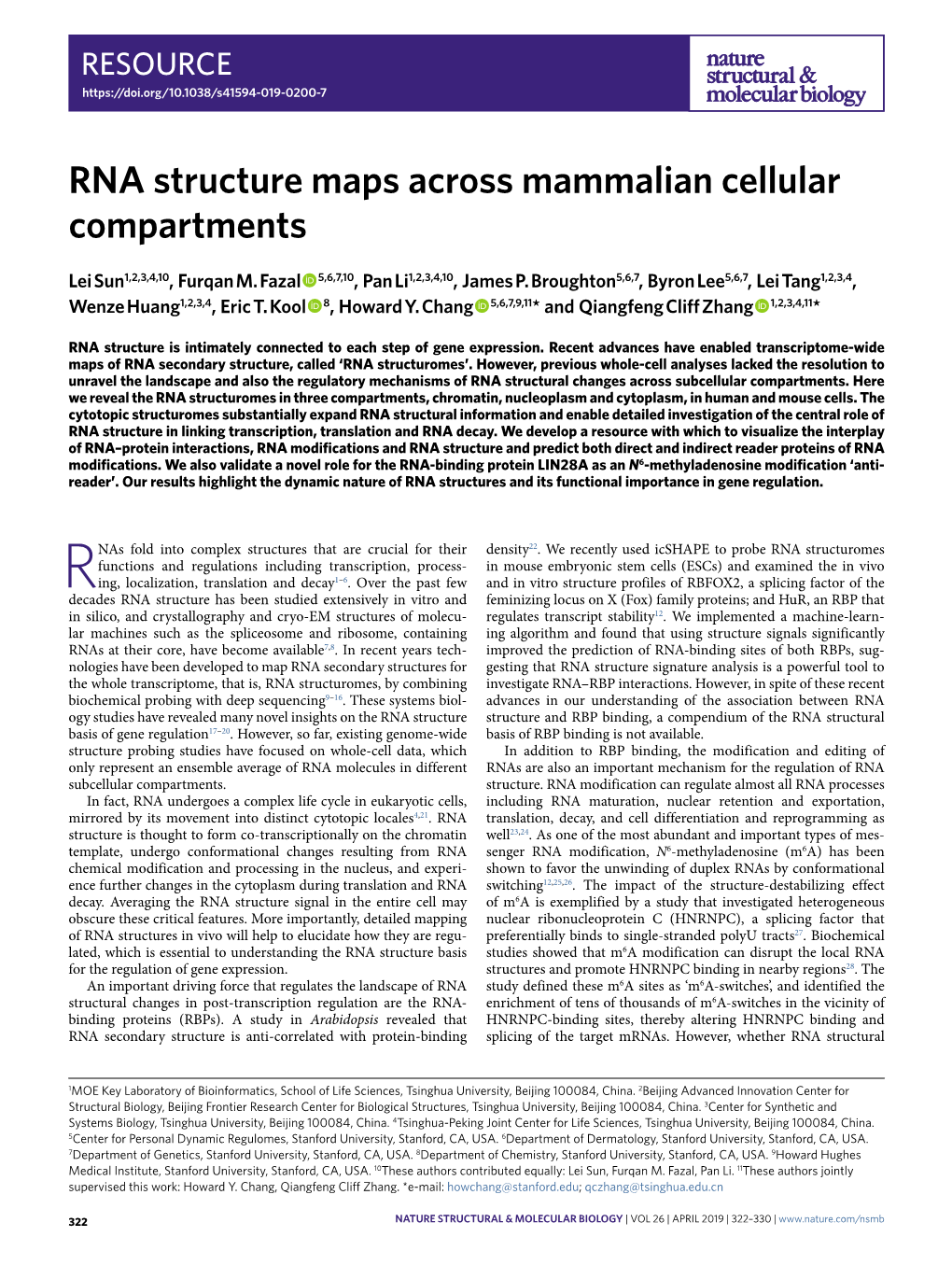 RNA Structure Maps Across Mammalian Cellular Compartments