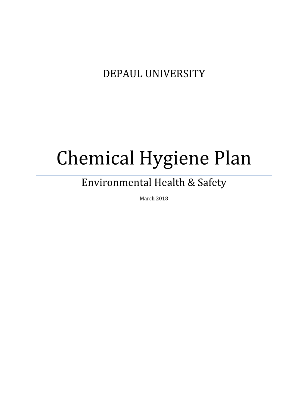 Chemical Hygiene Plan Environmental Health & Safety