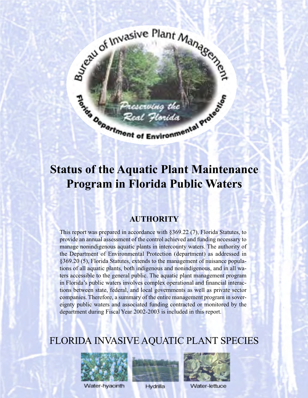 Status of the Aquatic Plant Maintenance Program in Florida Public Waters