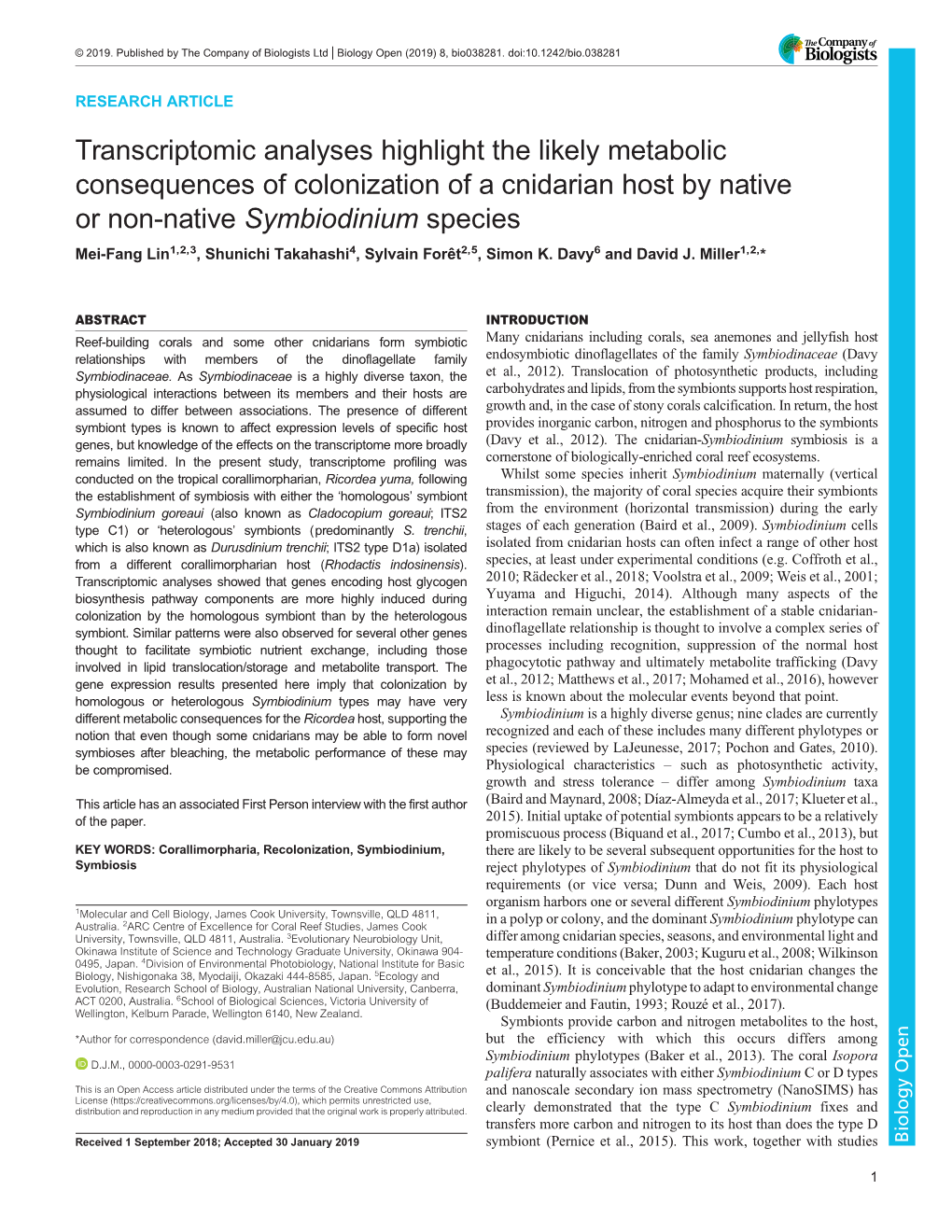 Transcriptomic Analyses Highlight the Likely Metabolic Consequences of Colonization of a Cnidarian Host by Native Or Non-Native