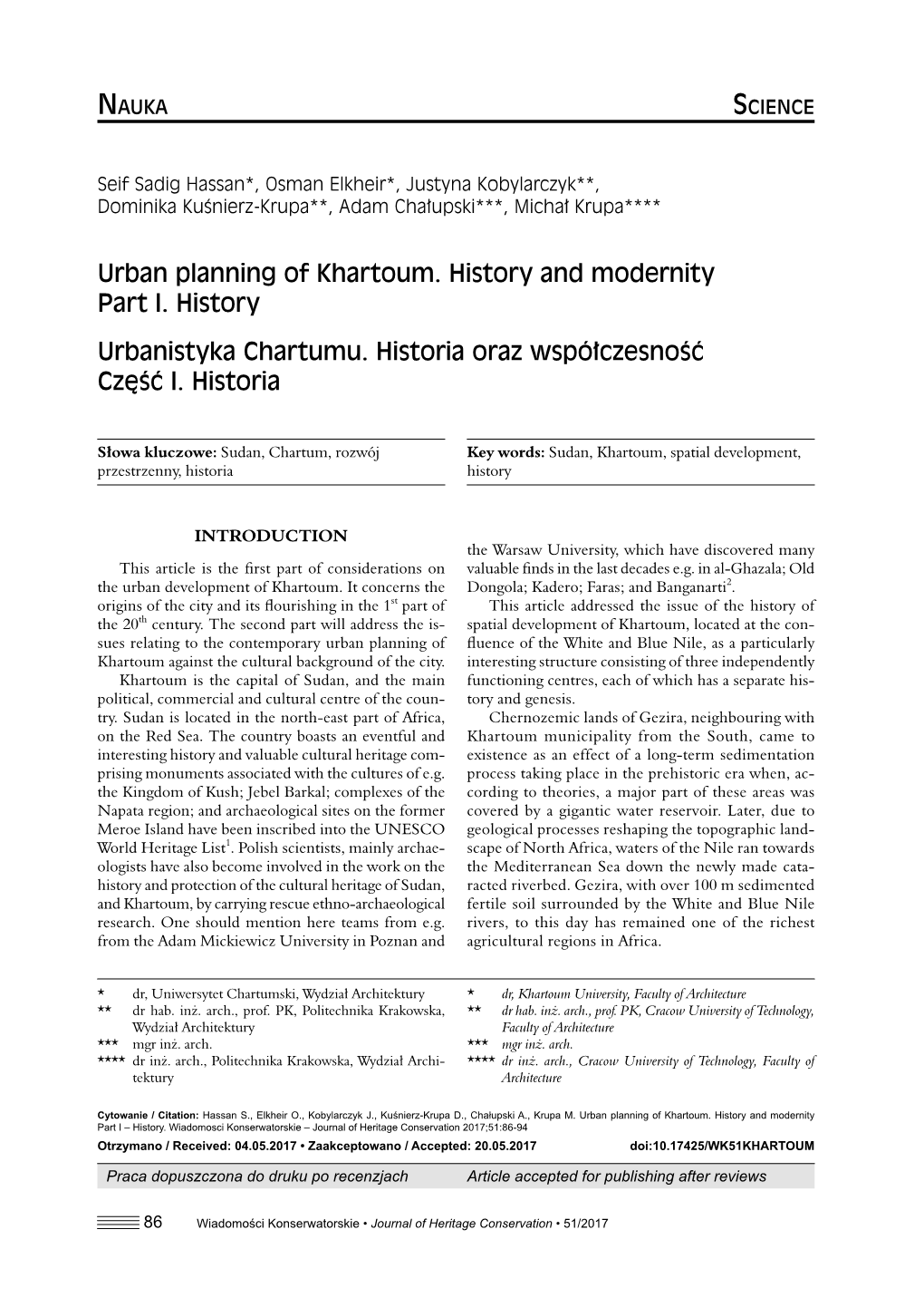 Urban Planning of Khartoum. History and Modernity Part I. History Urbanistyka Chartumu