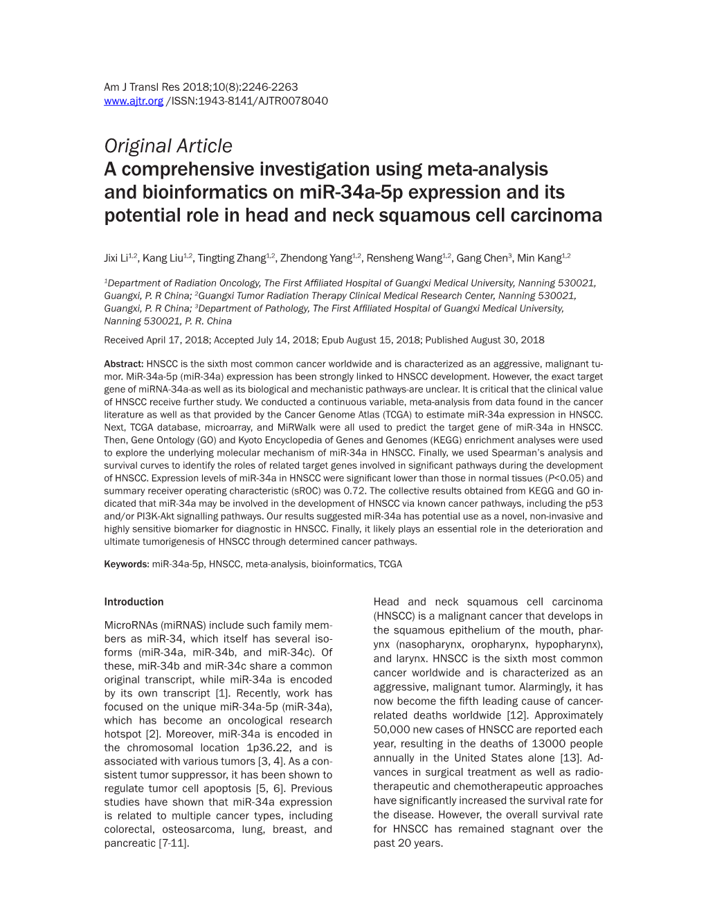 Original Article a Comprehensive Investigation Using Meta-Analysis