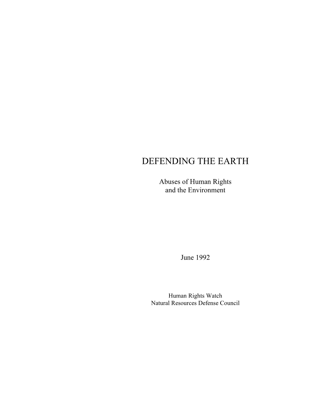 Defending the Earth