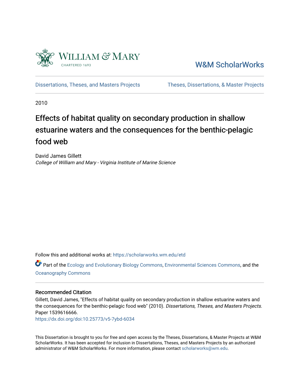 Effects of Habitat Quality on Secondary Production in Shallow Estuarine Waters and the Consequences for the Benthic-Pelagic Food Web