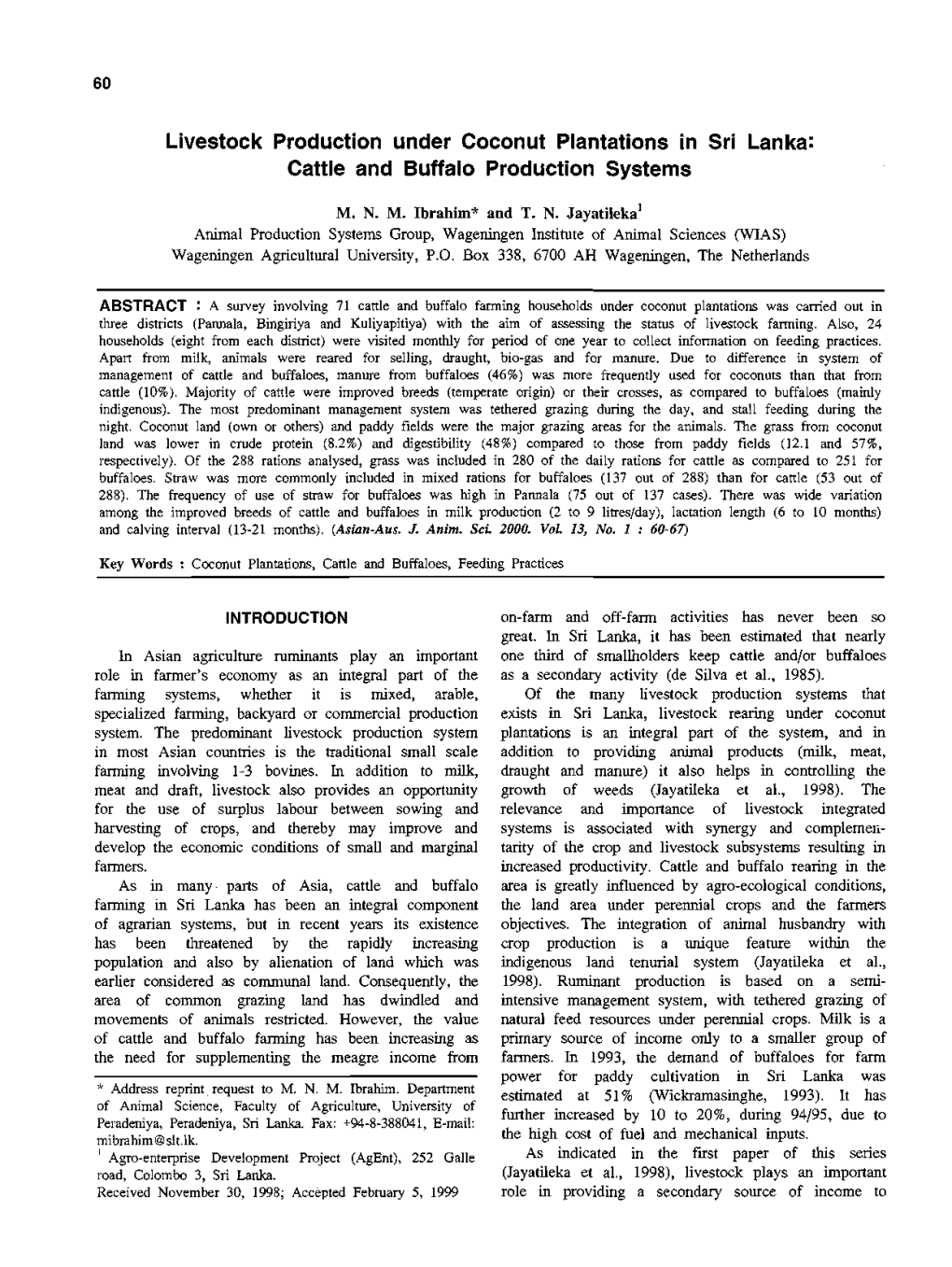 Livestock Production Under Coconut Plantations in Sri Lanka： Cattle and Buffalo Production Systems