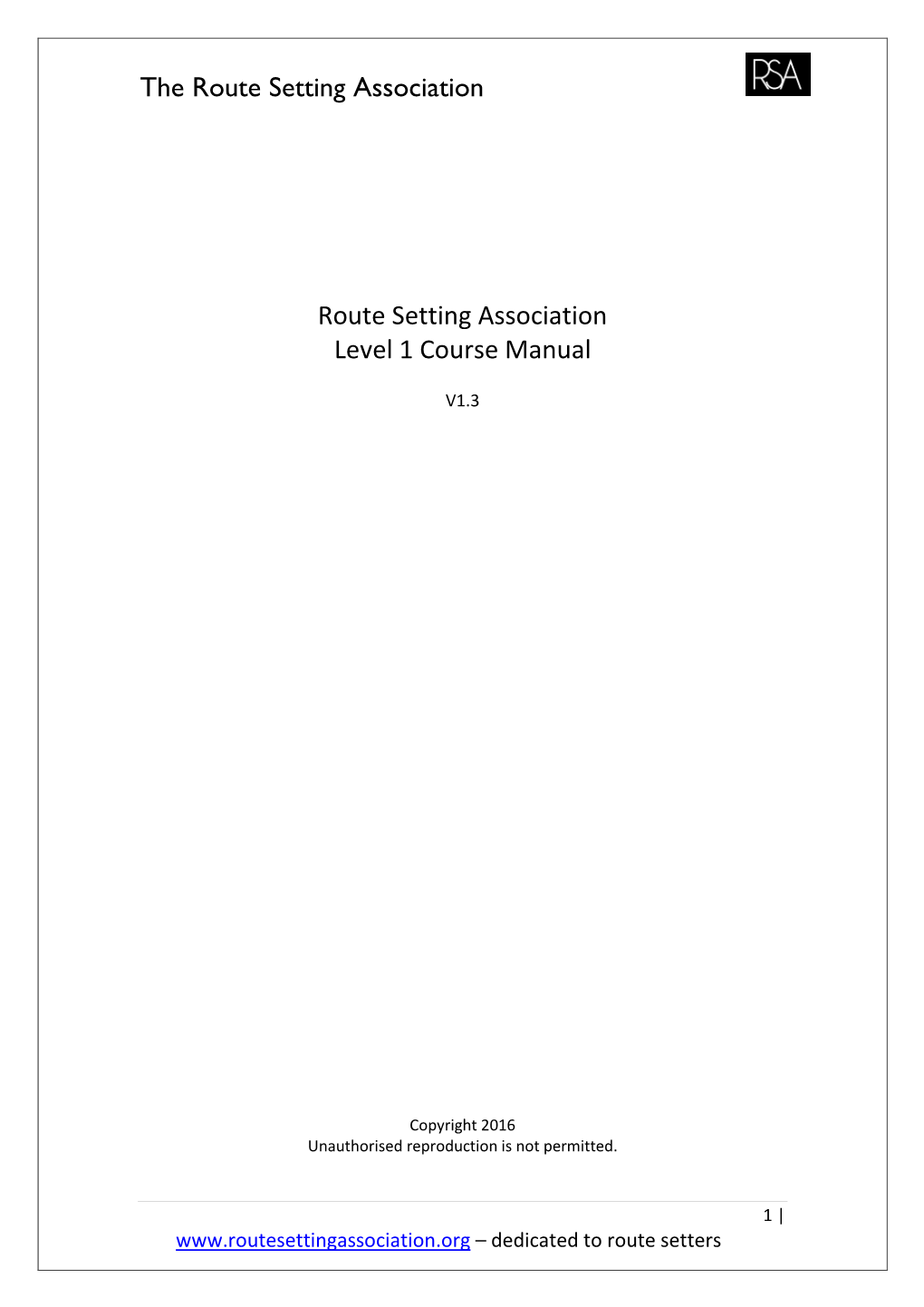 RSA Level 1 Course Manual V1.3 2016