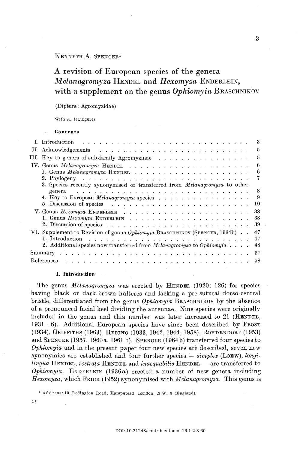 A Revision of European Species of the Genera Melanagromyza Hendel