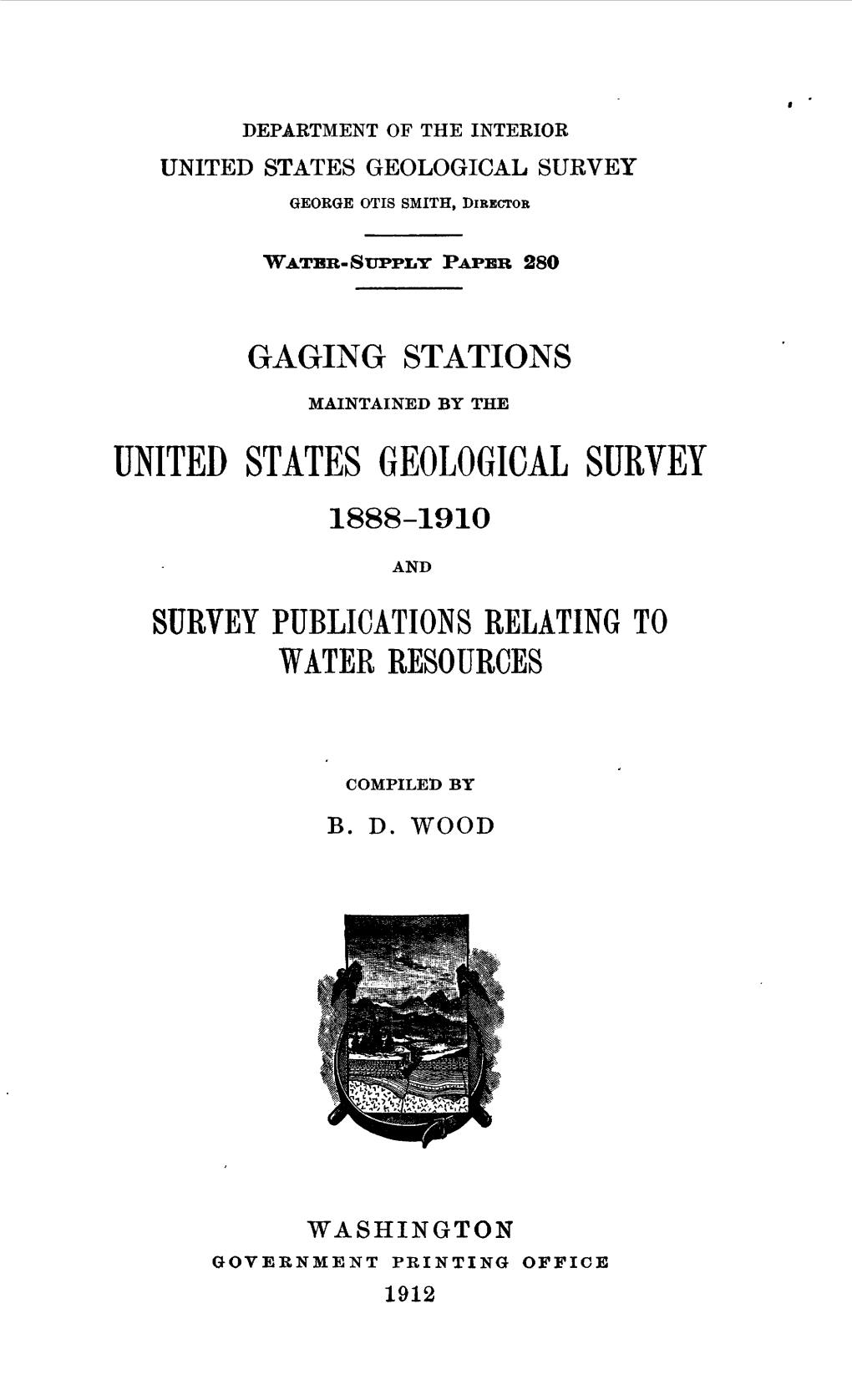 UNITED STATES GEOLOGICAL SURVEY GEORGE OTIS SMITH, Dikectok