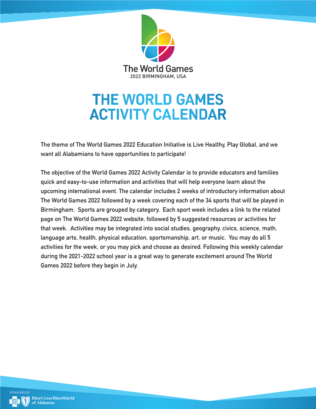 The World Games Activity Calendar