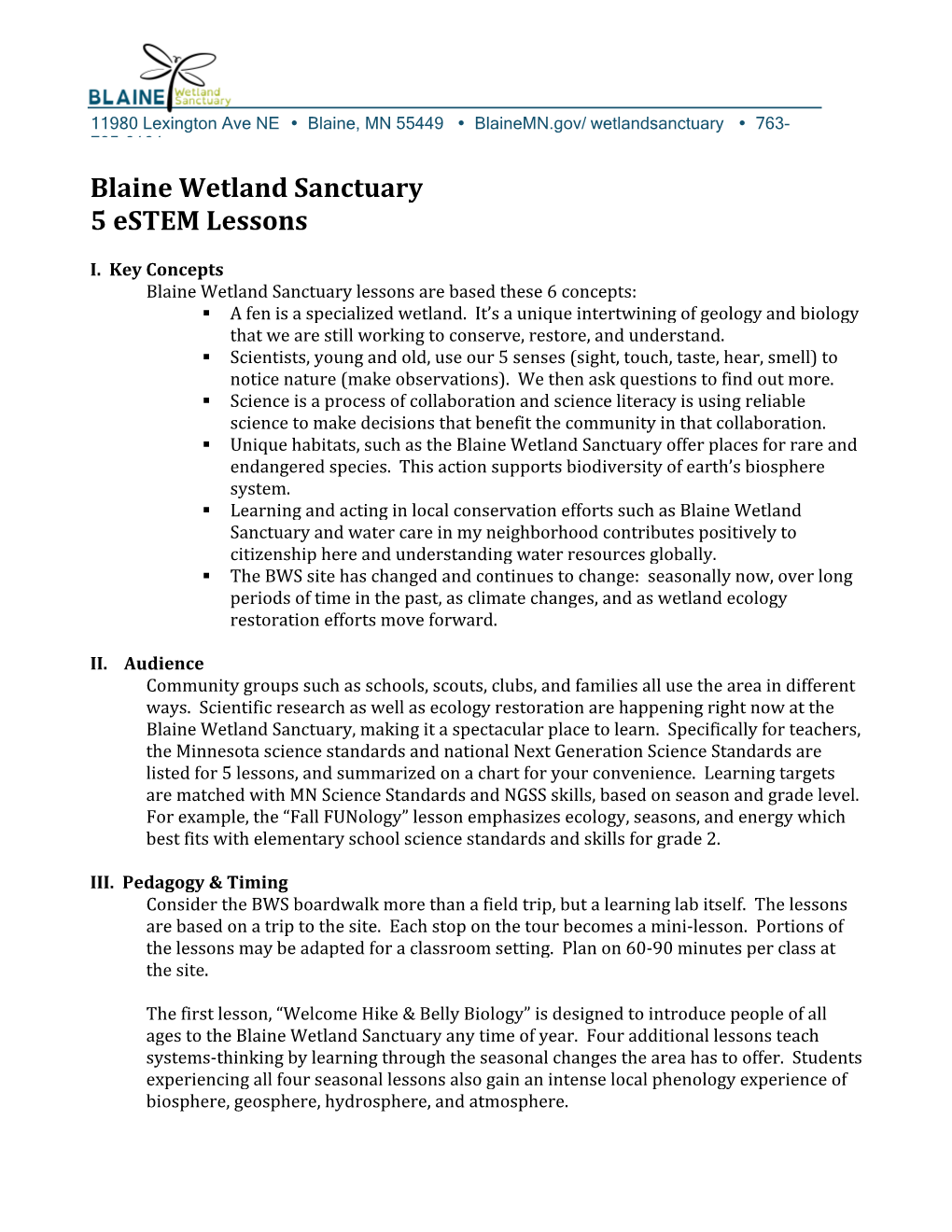 Blaine Wetland Sanctuary 5 Estem Lessons