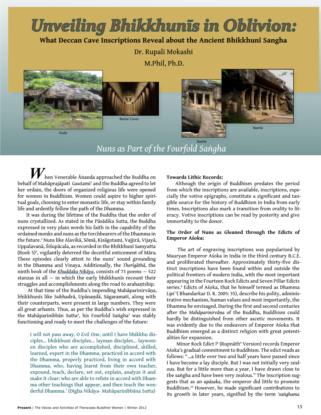 Unveiling Bhikkhunīs in Oblivion: What Deccan Cave Inscriptions Reveal About the Ancient Bhikkhunī Sangha Dr
