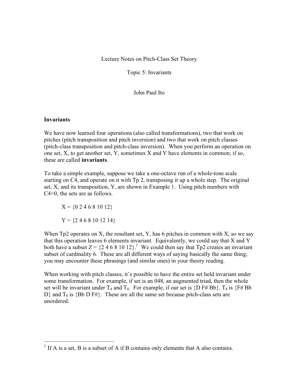 Pitch-Class Set Theory 5: Invariants