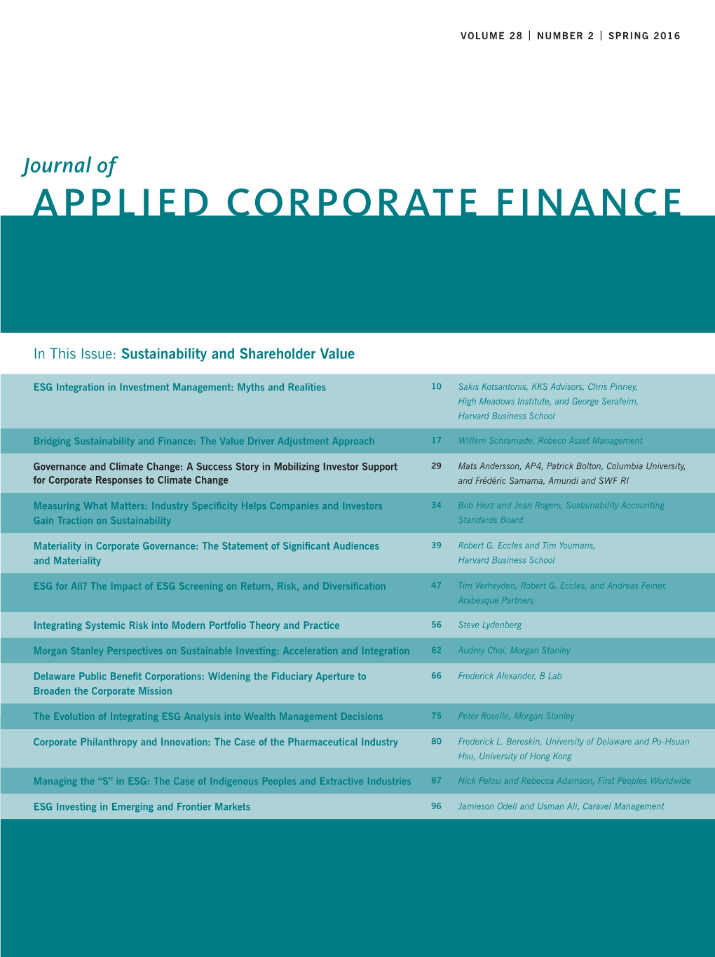 Applied Corporate Finance