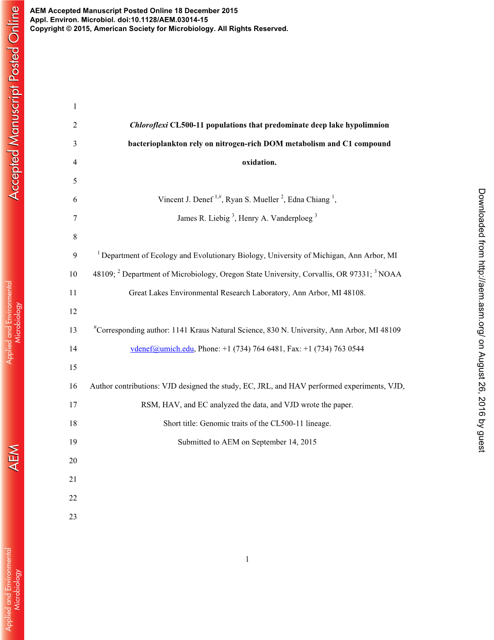 AEM Accepted Manuscript Posted Online 18 December 2015 Appl