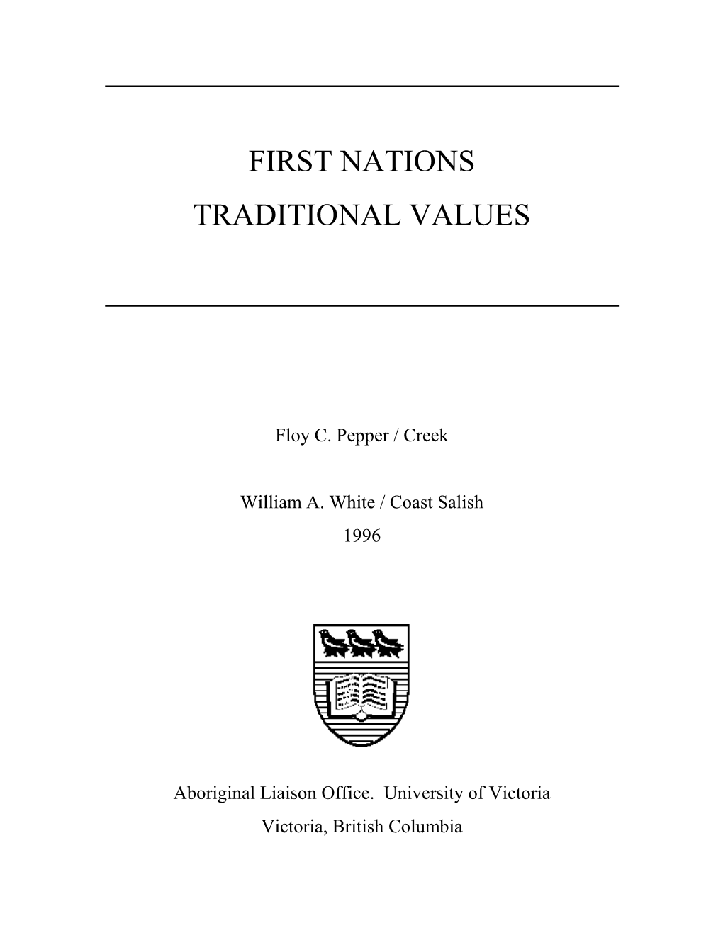 Traditional First Nations Values