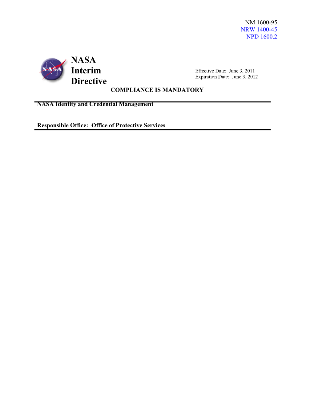 NASA Interim Directive