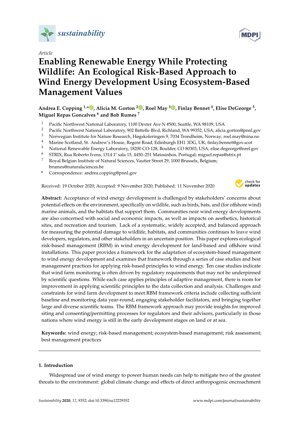 Enabling Renewable Energy While Protecting Wildlife: an Ecological Risk-Based Approach to Wind Energy Development Using Ecosystem-Based Management Values