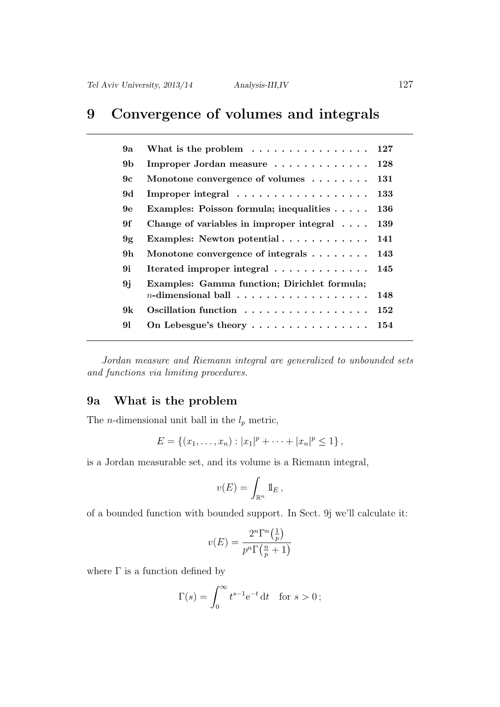 9 Convergence of Volumes and Integrals