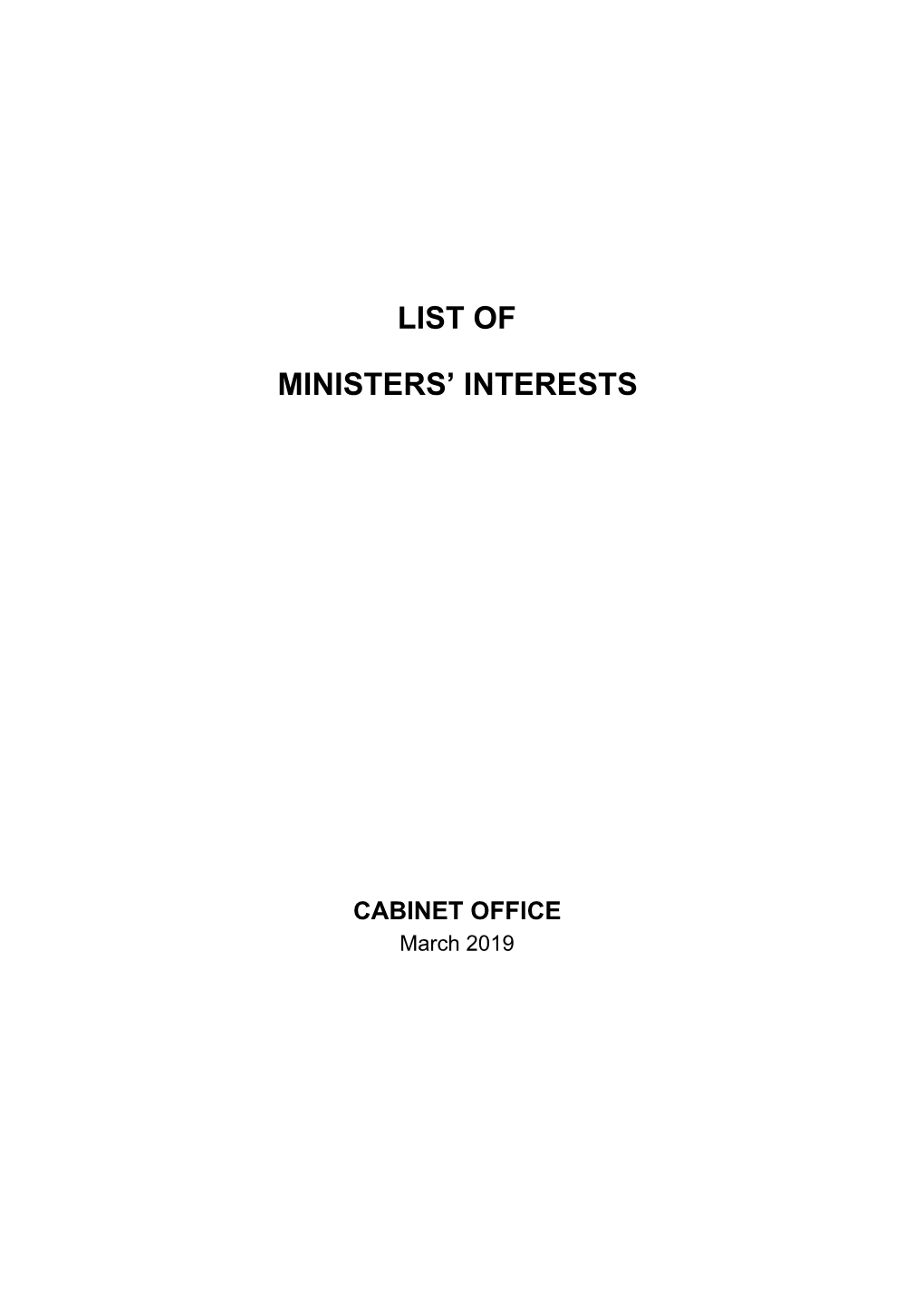 List of Ministers' Interests