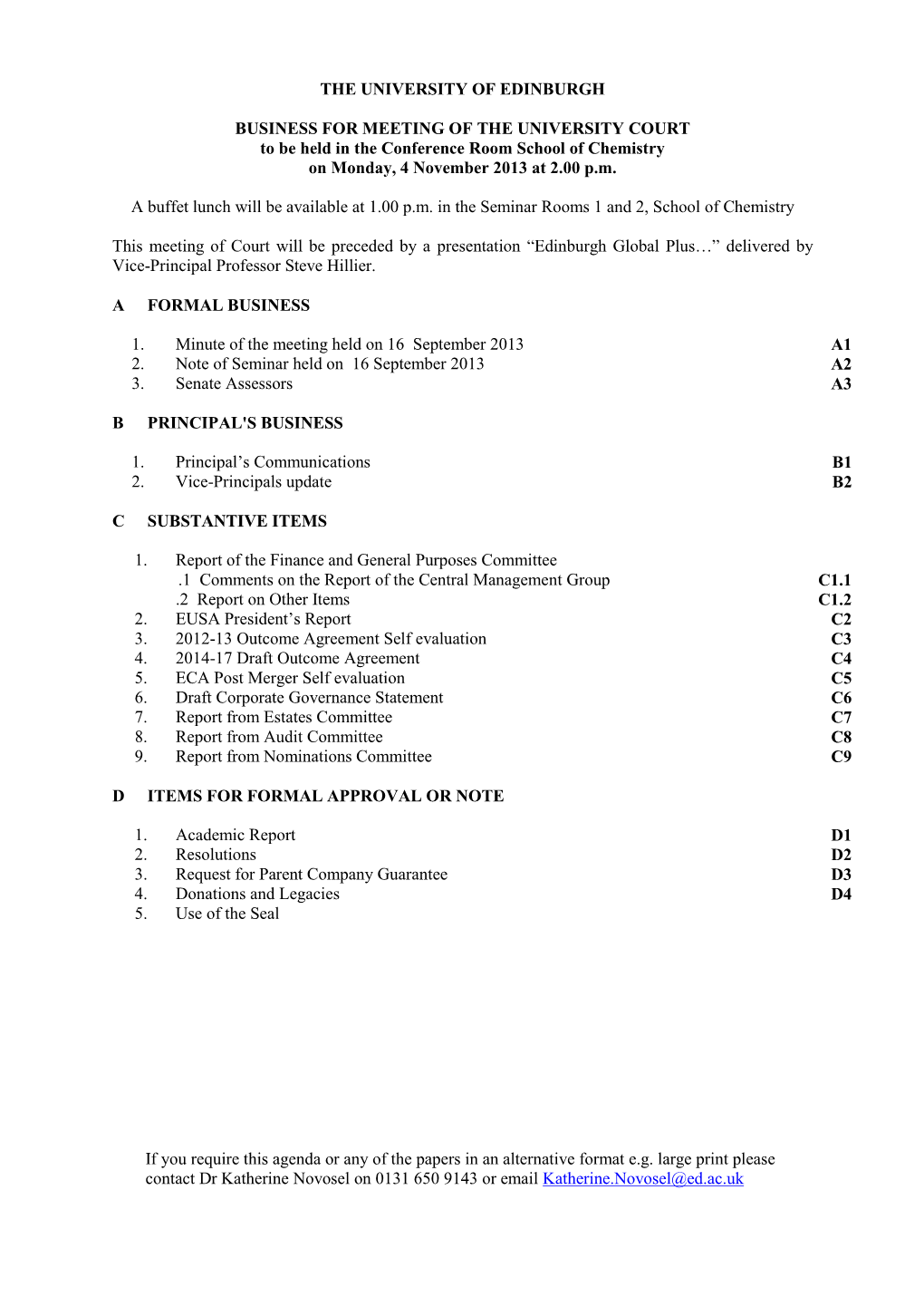 If You Require This Agenda Or Any of the Papers in an Alternative Format E.G