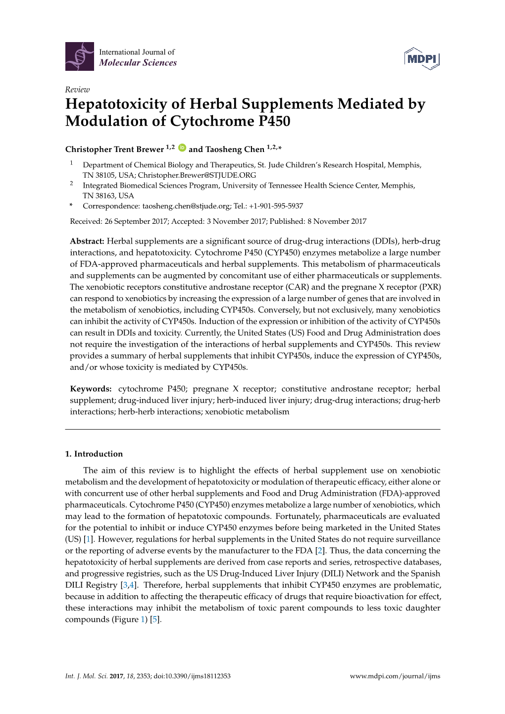 Hepatotoxicity of Herbal Supplements Mediated by Modulation of Cytochrome P450