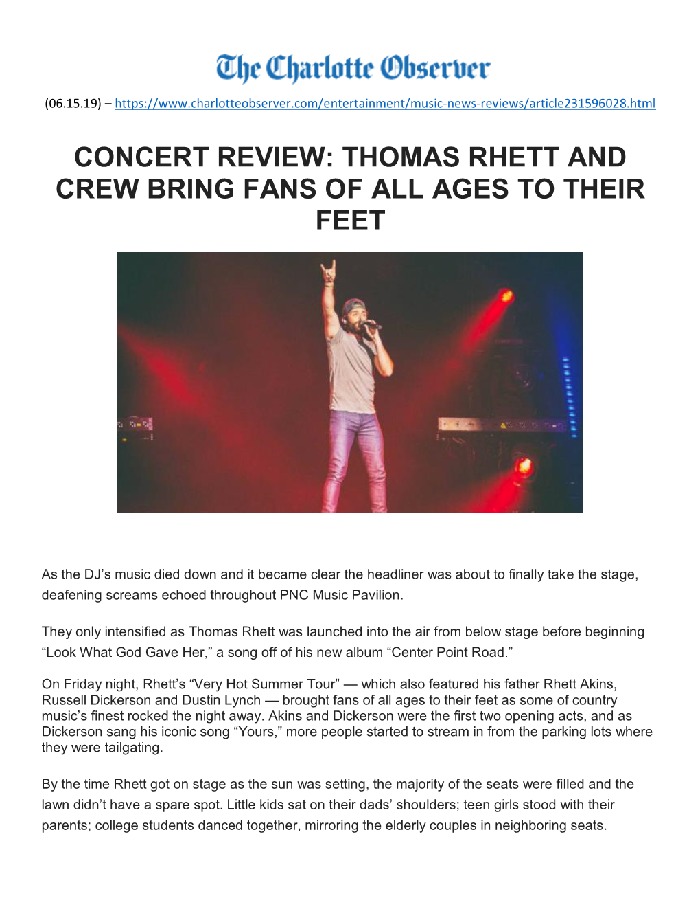 Concert Review: Thomas Rhett and Crew Bring Fans of All Ages to Their Feet