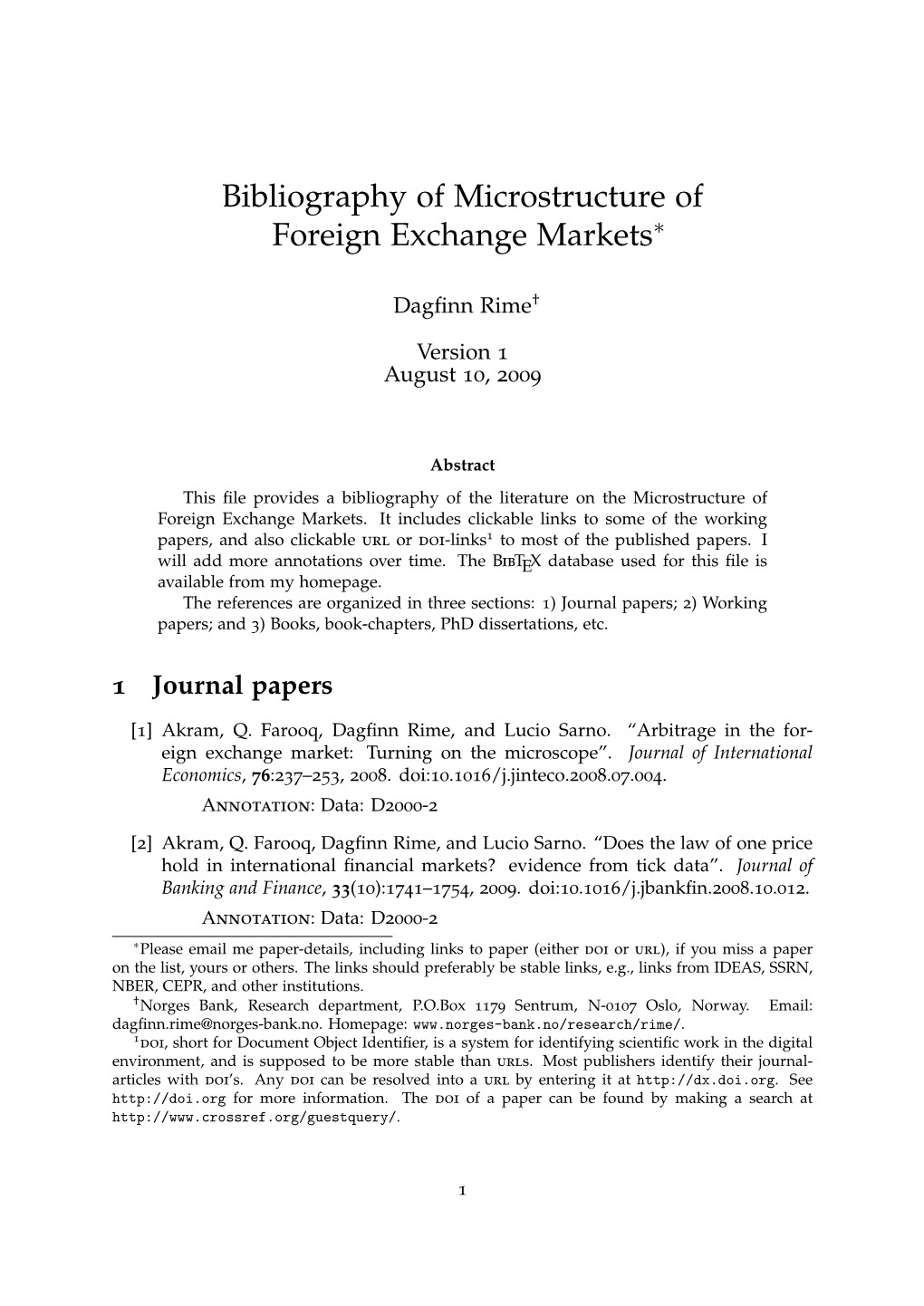 Bibliography of Microstructure of Foreign Exchange Markets∗