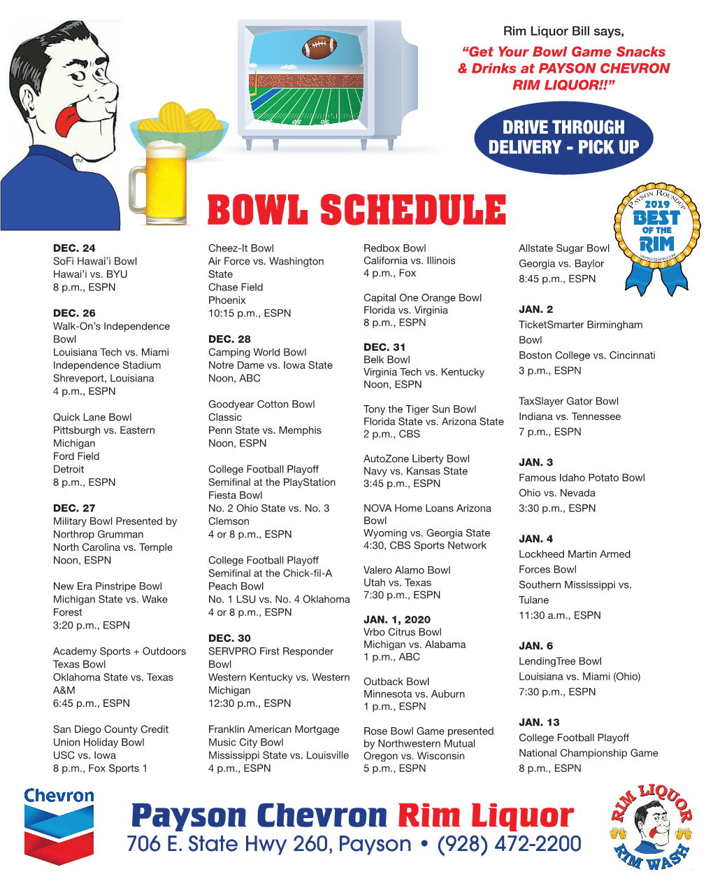 Bowl Schedule