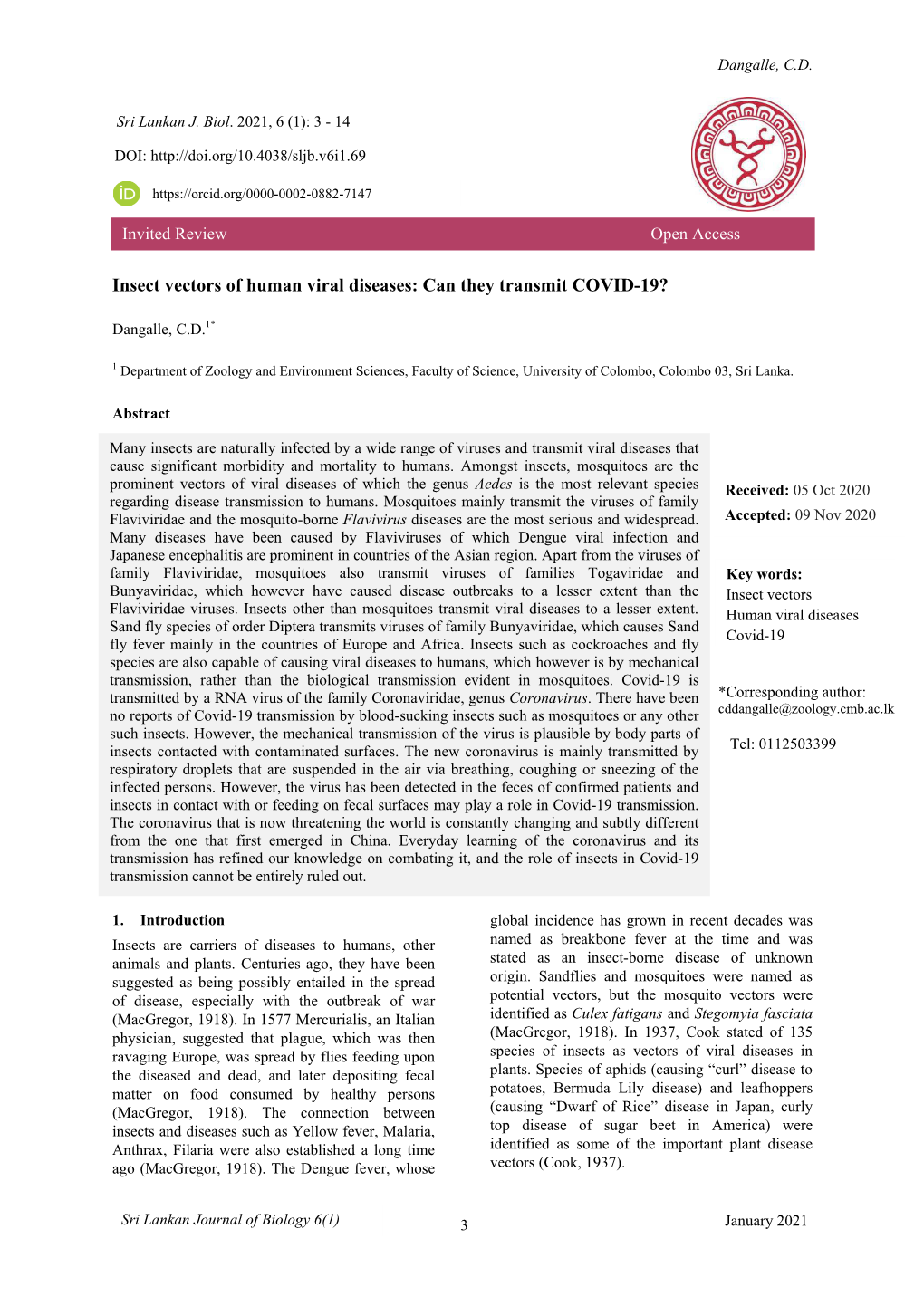 Insect Vectors of Human Viral Diseases: Can They Transmit COVID-19?