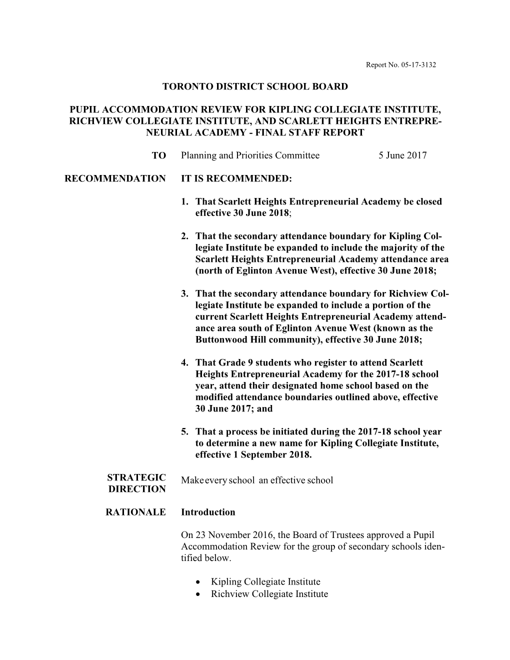 Form 583A: Staff Reports with Recommendations
