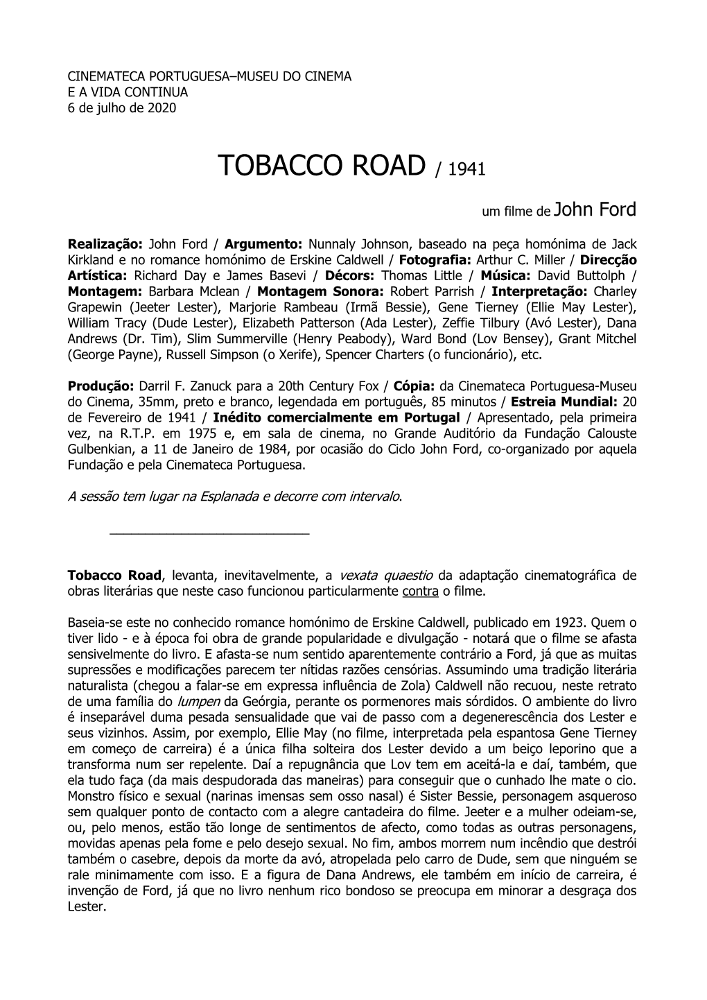 Tobacco Road / 1941