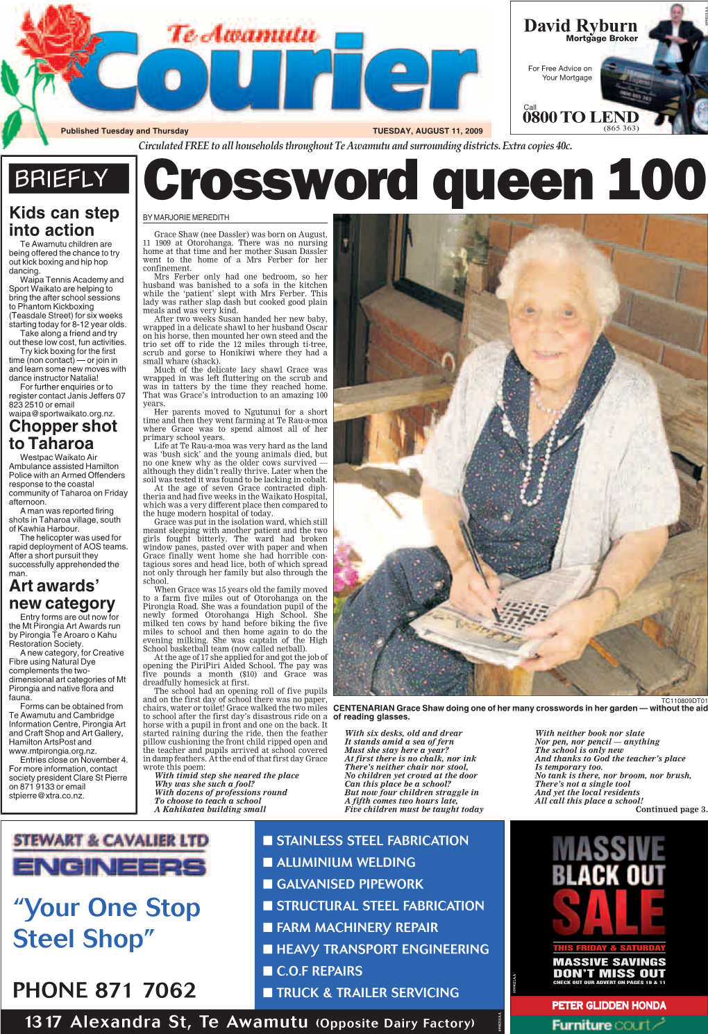 Te Awamutu Courier, Tuesday, August 11, 2009