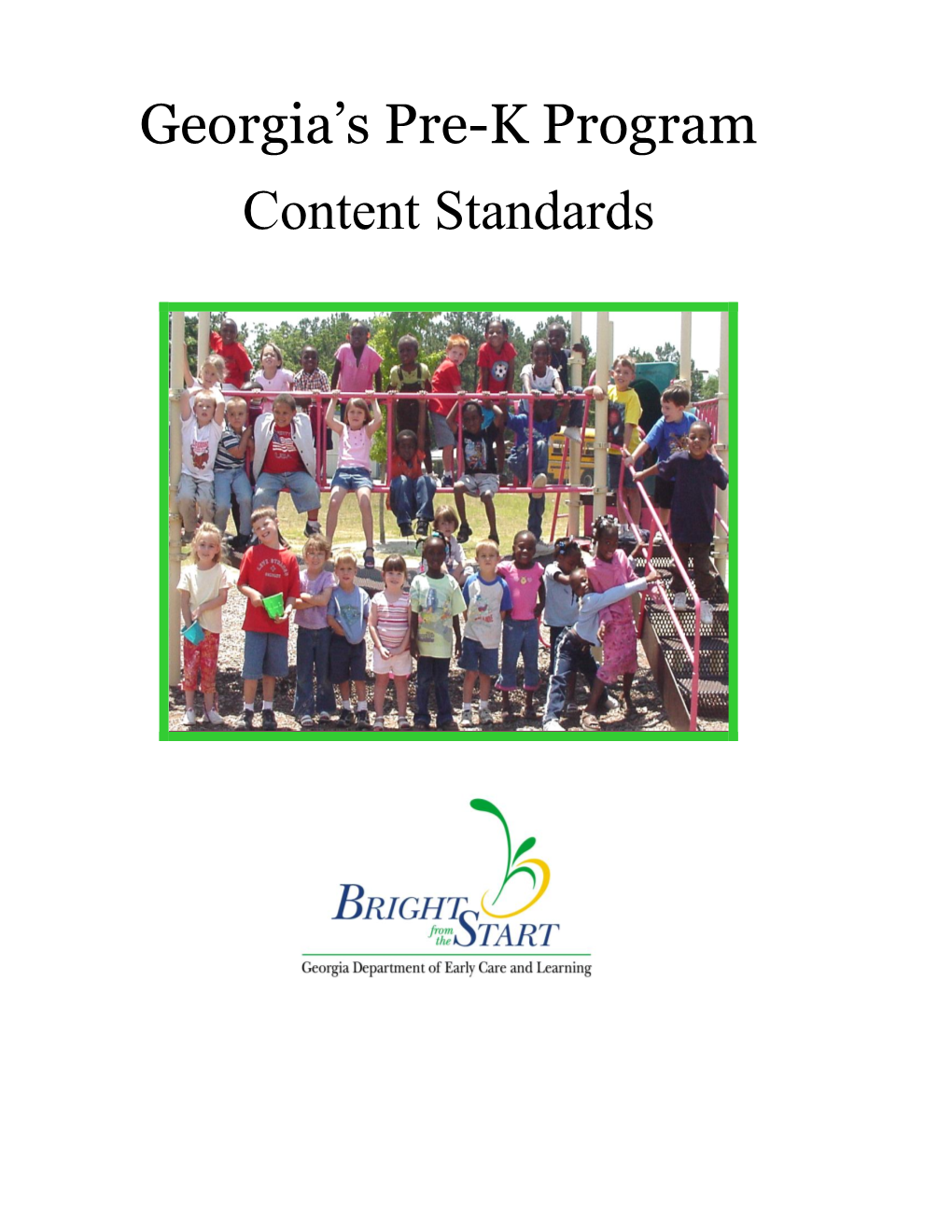 Georgia's Pre-K Program Content Standards