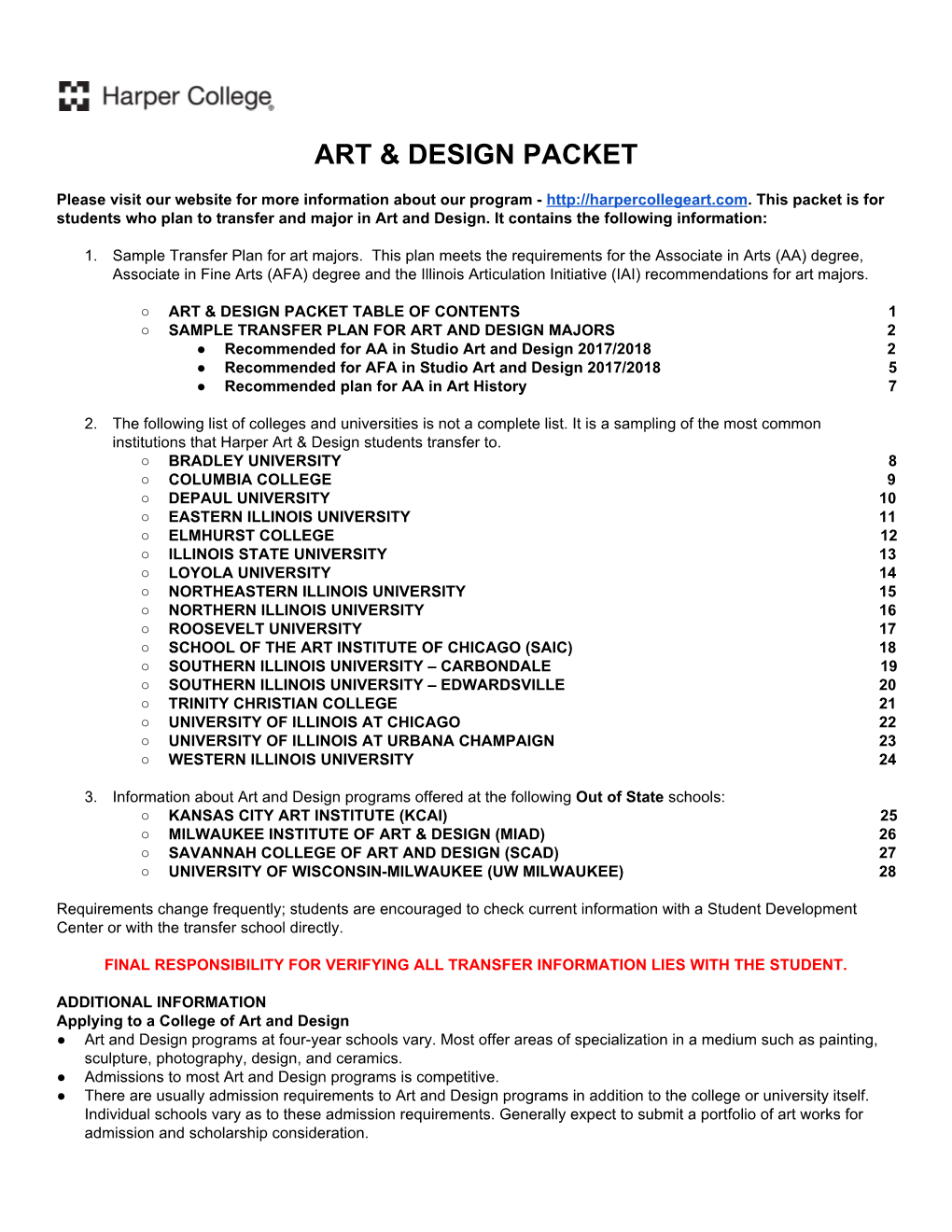 Art & Design Packet