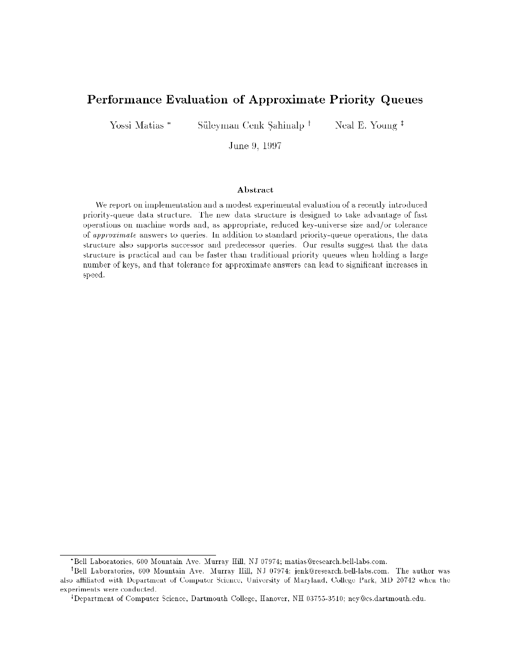 Performance Evaluation of Approximate Priority Queues