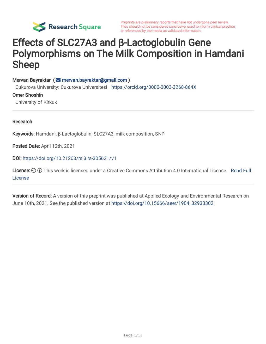 Effects of SLC27A3 and Β-Lactoglobulin Gene Polymorphisms on the Milk Composition in Hamdani Sheep