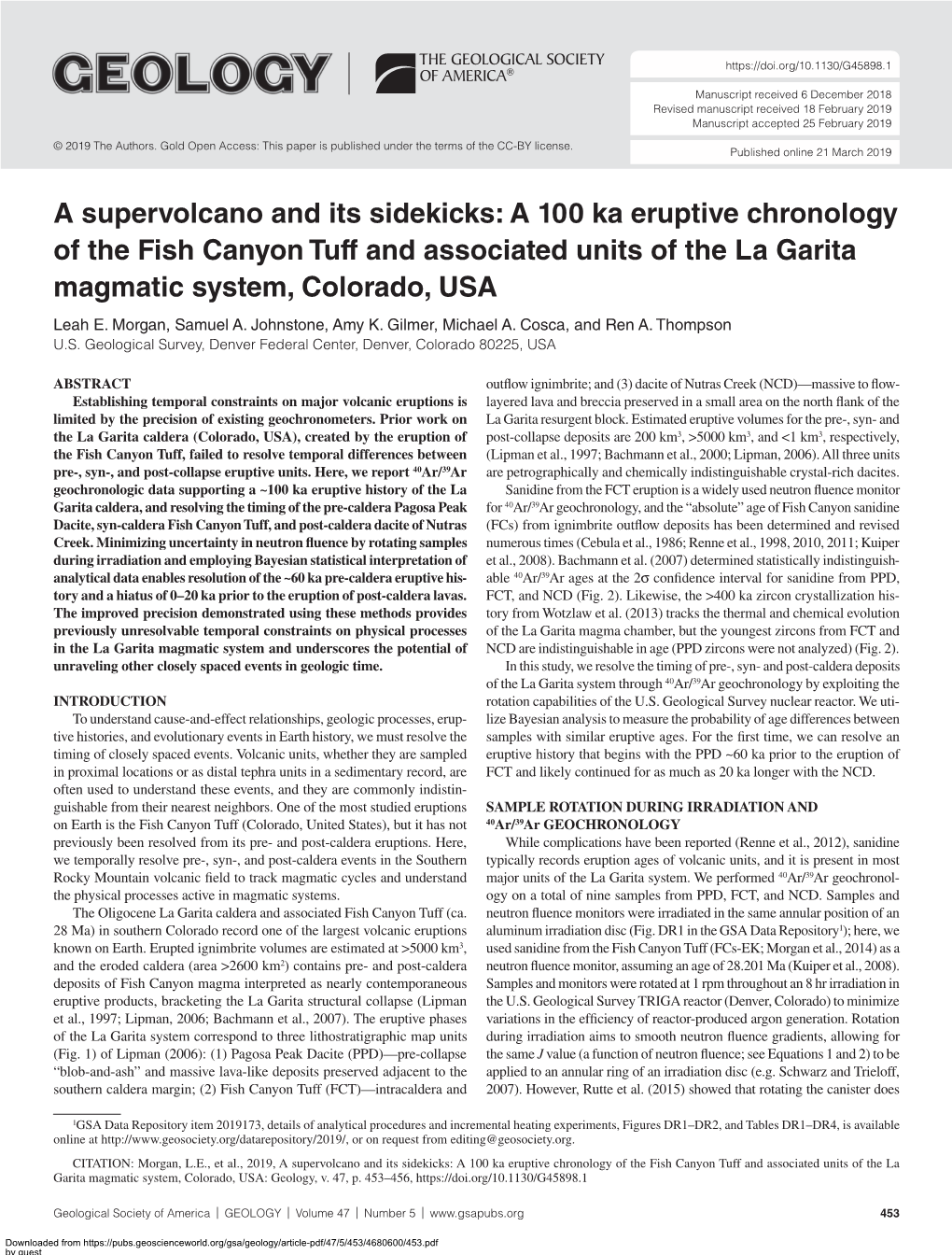 A Supervolcano and Its Sidekicks: a 100 Ka Eruptive Chronology of the Fish Canyon Tuff and Associated Units of the La Garita Magmatic System, Colorado, USA Leah E